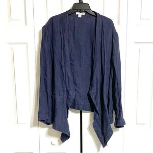 Coldwater Creek classic linen drape front cardigan jacket coat size 2X